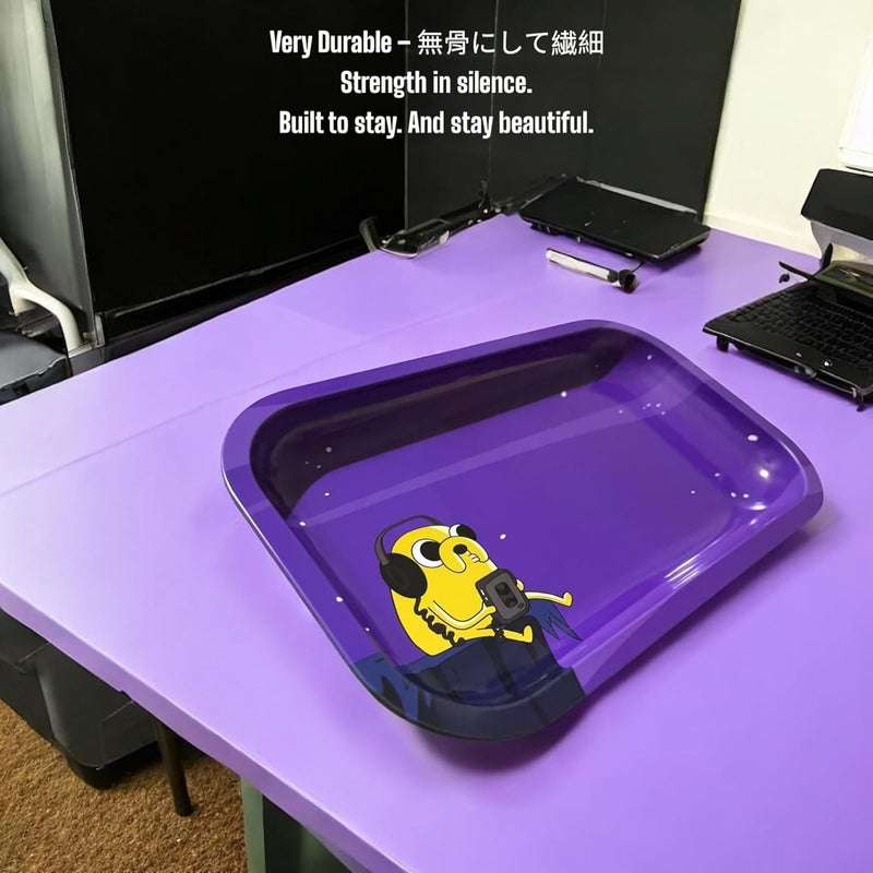 KOZUKI Cartoon Rolling Tray – 11” Premium Metal Purple Rolling Tray Anime Adventure Times Inspired The Dog | Gold Plating | Jack Merch | Smooth Edges | Portable & Easy to Clean (OLDSOUL) - Image 3